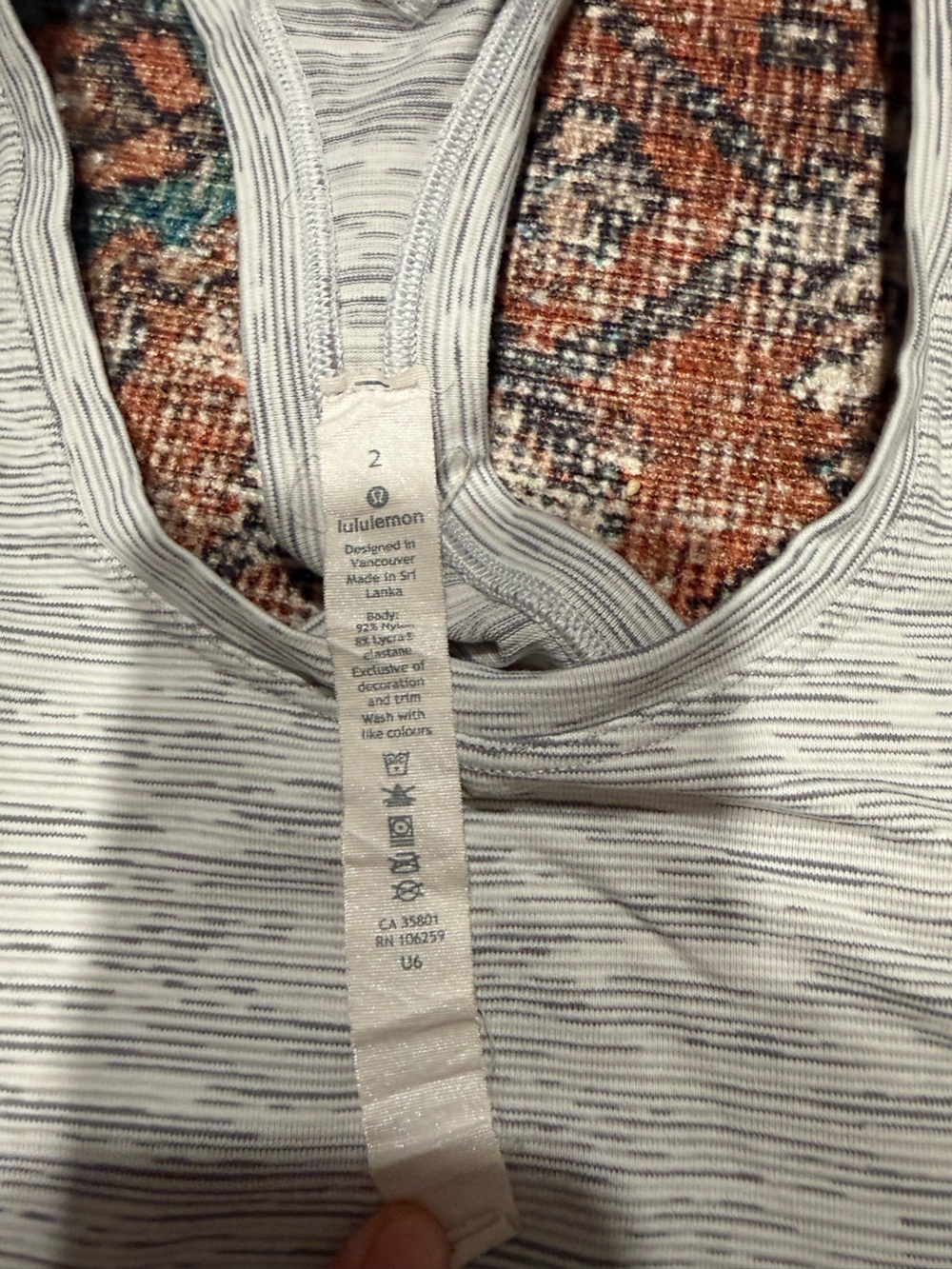 lululemon athletica Light Heather Gray White Tank - Picture 2 of 3